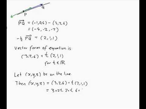 3d line equation from two points