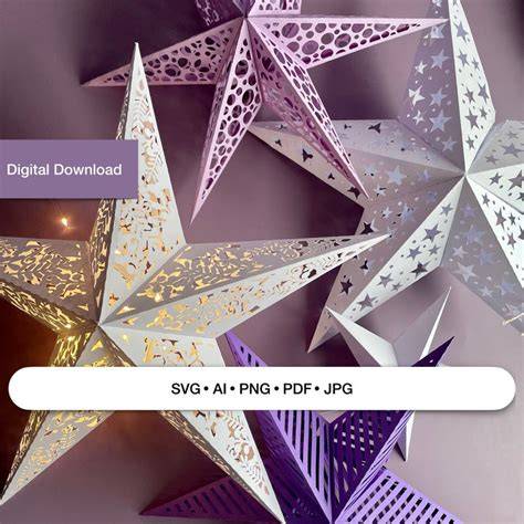 Craft Stunning Decorations with 3D Paper Star SVG Designs - Perfect for All Occasions!