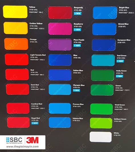 3m 3730 Color Chart