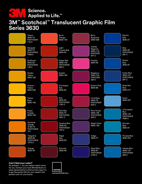 3m Translucent Vinyl Color Chart
