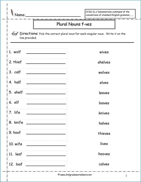 3Rd Grade Irregular Plural Nouns Worksheet Grade 3