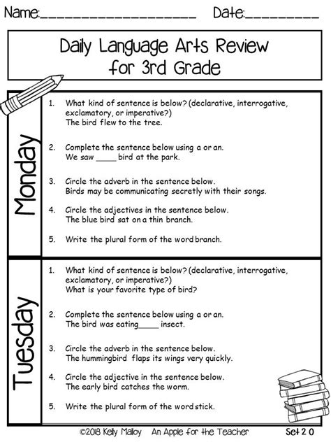 3Rd Grade Language Arts Worksheets Pdf