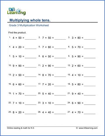 3rd Grade Math Worksheets K5
