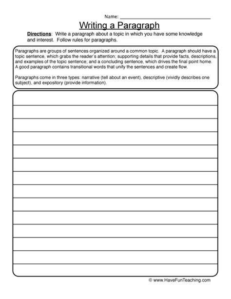 3Rd Grade Paragraph Writing Worksheets – Free Printable Practice Sheets