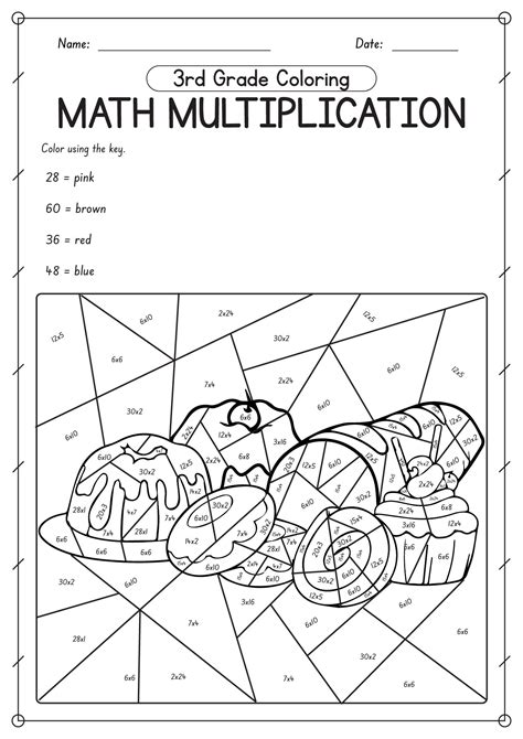 3rd Grade Printable Multiplication Coloring Worksheets