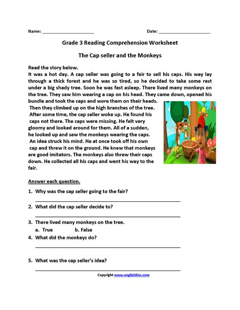 3Rd Grade Reading Comprehension Worksheet