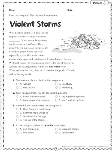 3Rd Grade Reading Comprehension Worksheets Multiple Choice