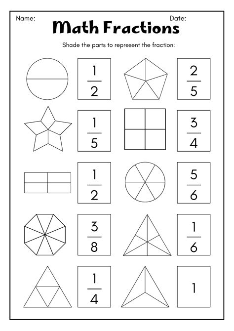 3Rd Grade Fractions Printable