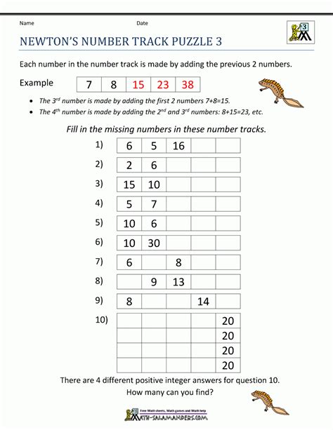 3Rd Grade Math Brain Teasers Worksheets