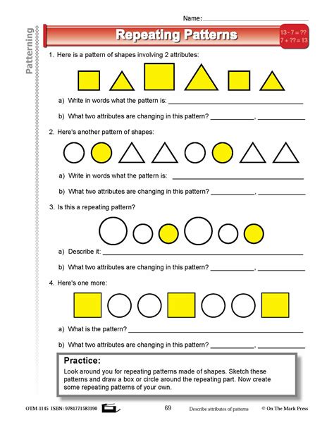3Rd Grade Math Patterns Worksheets