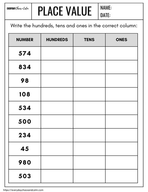 3Rd Grade Math Place Value Worksheets