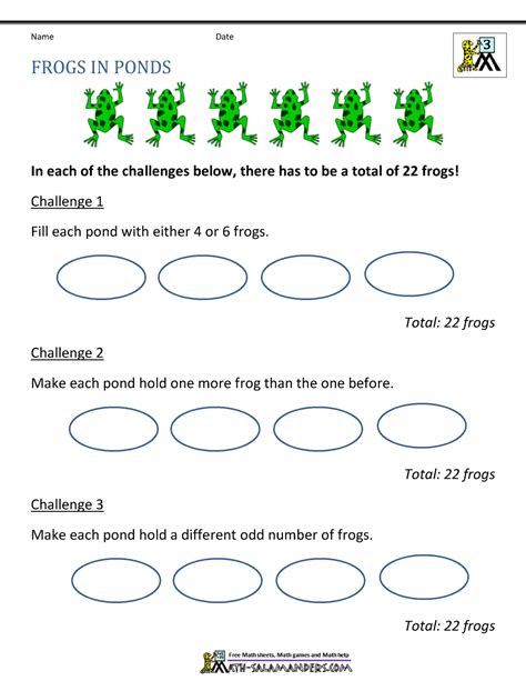 3Rd Grade Math Worksheets About Frogs
