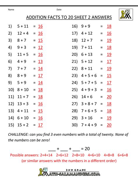 3Rd Grade Math Worksheets Answer Key