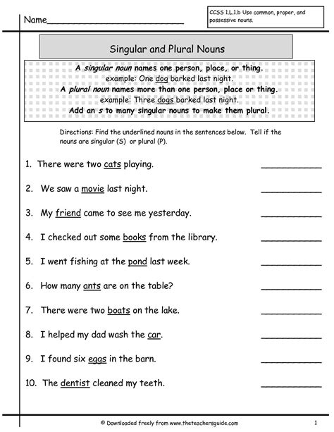 3rd grade noun worksheets free