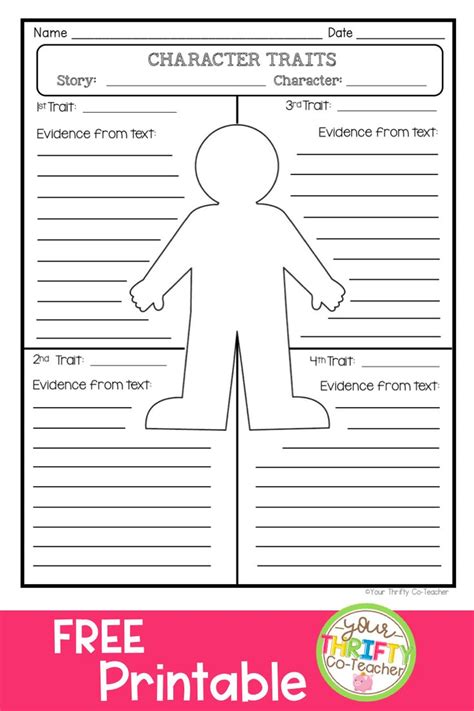 3rd grade printable character traits worksheet