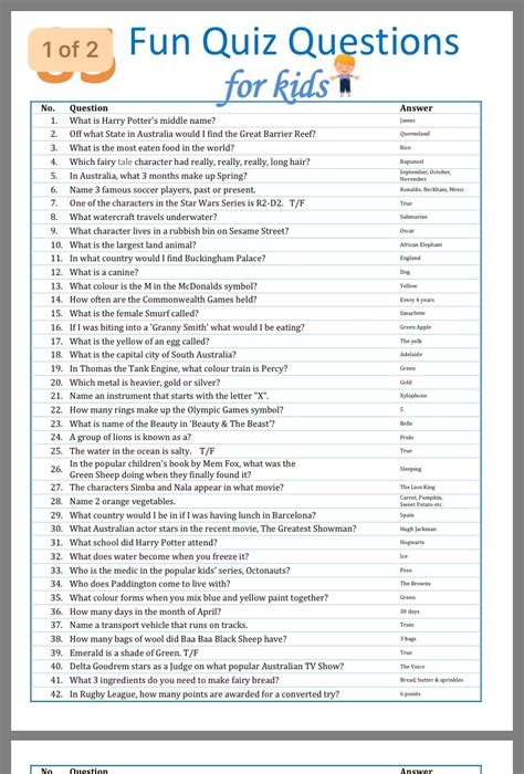 3rd grade trivia questions and answers pdf