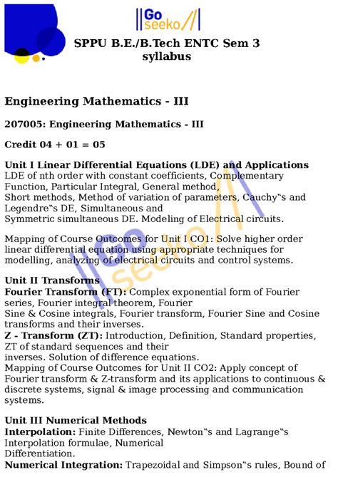3rd sem engineering mathematics syllabus