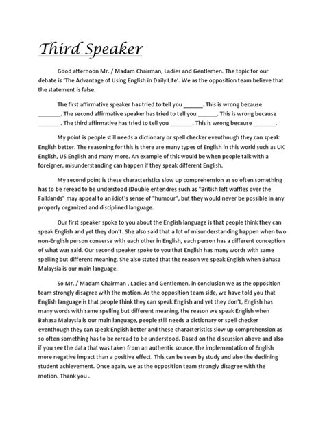 3rd speaker debate example