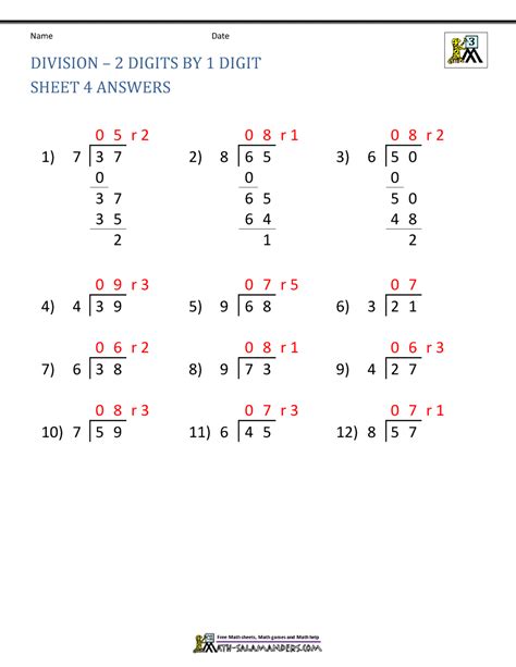 3Rd Standard Maths Division Worksheets