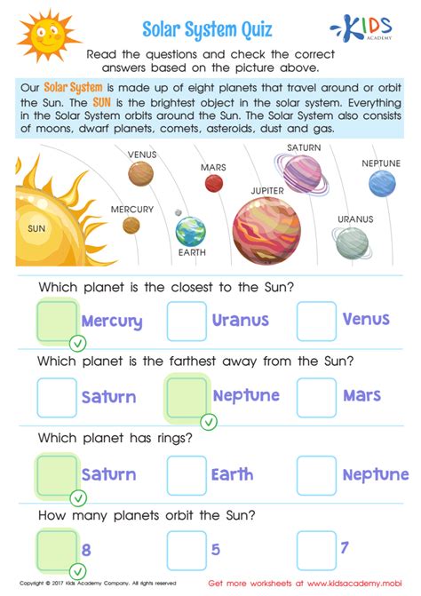 3Th Grade Large Solar System Test Printable