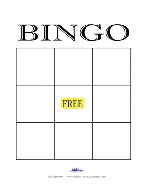 3x3 Bingo Template