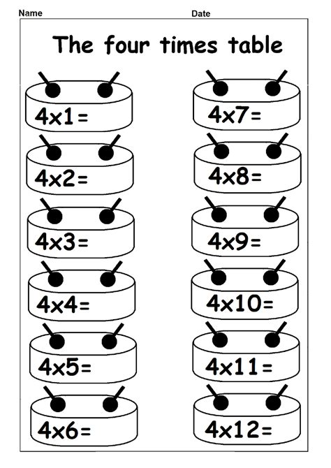 4 Multiplication Table Worksheet