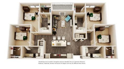 4 Bedroom Upscale Student Apartments In Lafayette