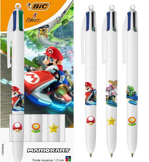 BIC 4 Couleurs Licence MARIO KART StylosBille Rétractables Pointe