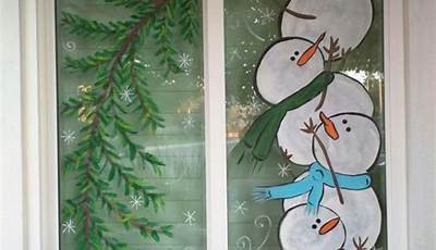 4 Pane Window Christmas Painting