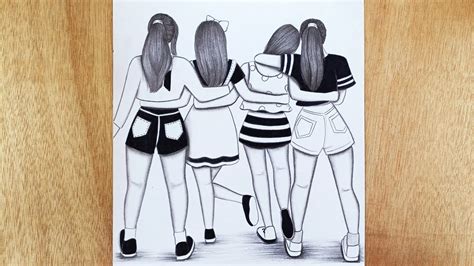 4 Friend Group Drawing