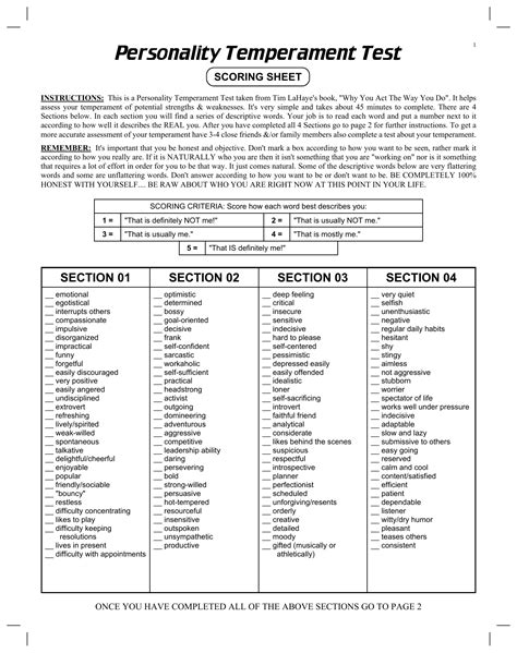 4 Temperaments Personality Test Pdf