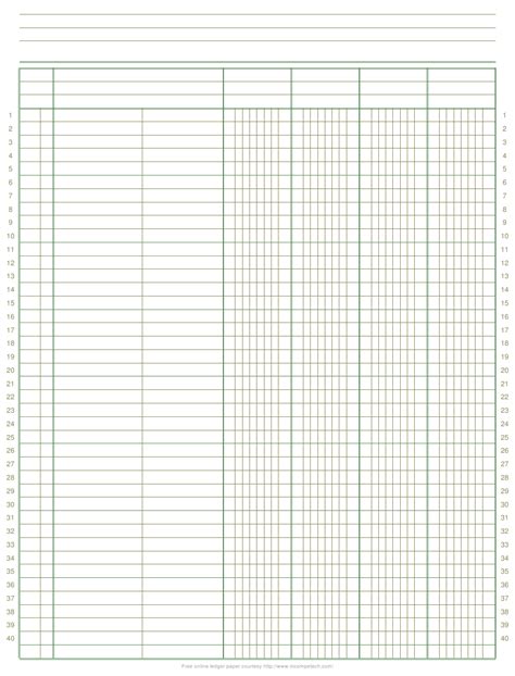 4 Column Ledger Printable