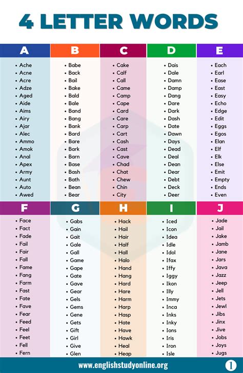 4 Letter Words beginning in L Word Search Monster Word Search