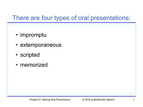 4 types of oral presentation with examples