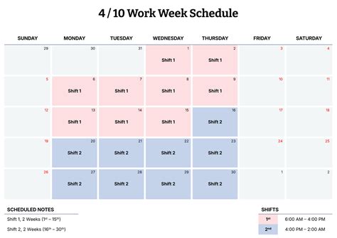 4-day work week schedule examples