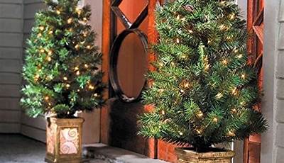 4-Foot Pre-Lit Christmas Potted Porch Tree (Set Of 2)