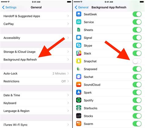 4. Allow Snapchat Background app refresh