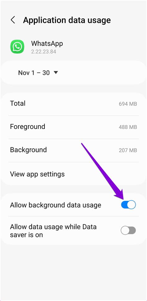 4. Allow WhatsApp to use mobile data