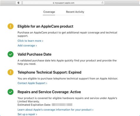 4. Check warranty using your Apple ID