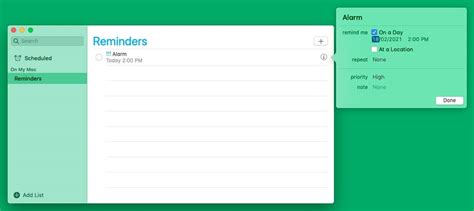4. Create alarms on Mac using the Reminders app