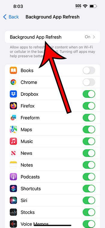 4. Disable Background App Refresh