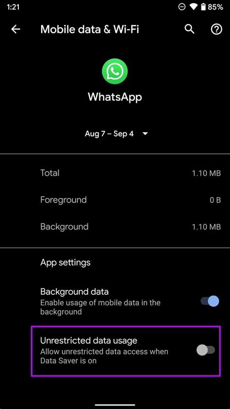 4. Enable Unrestricted Data Usage for WhatsApp (Android)