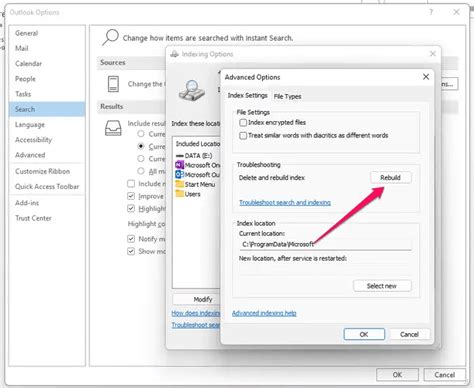 4. Rebuild the Outlook Index