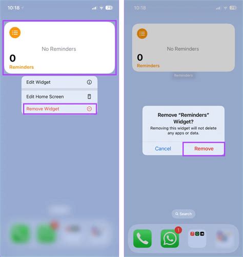 4. Remove Reminders app widget