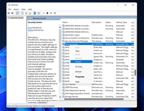 4. Restart the Security Center Service