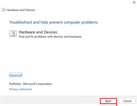 4. Run Hardware and Devices Troubleshooter