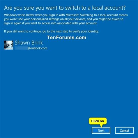 4. Switch to a Local Account