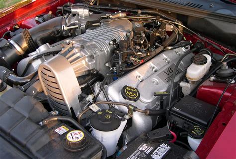 A powerful 4.6 Ford engine showcased in a workshop