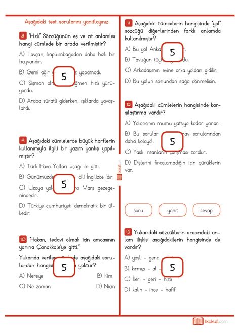 4.sınıf bursluluk sınavı soruları pdf meb