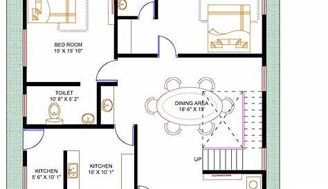 Duplex Floor Plan for 40X50 feet Plot 3BHK (2000 Sq.ft